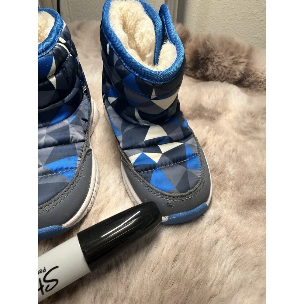 HOBIBEAR Winter Snow Boots Waterproof Toddler Blue Geometric Sz 8.5